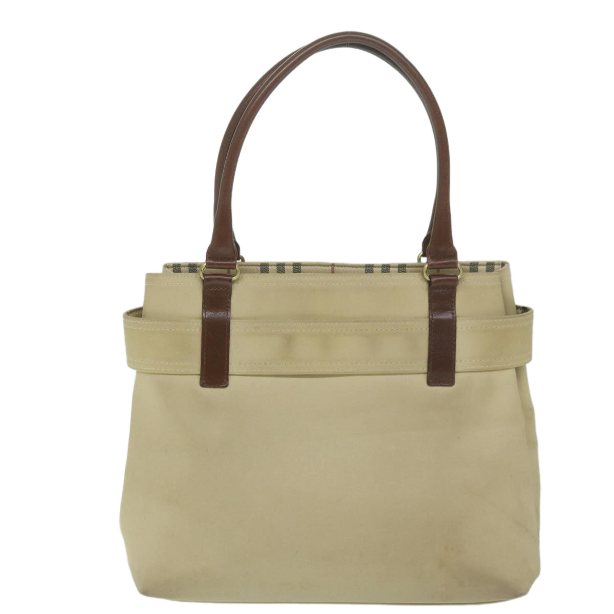 BURBERRY Hand Bag Canvas Beige Auth yk10080 - 0