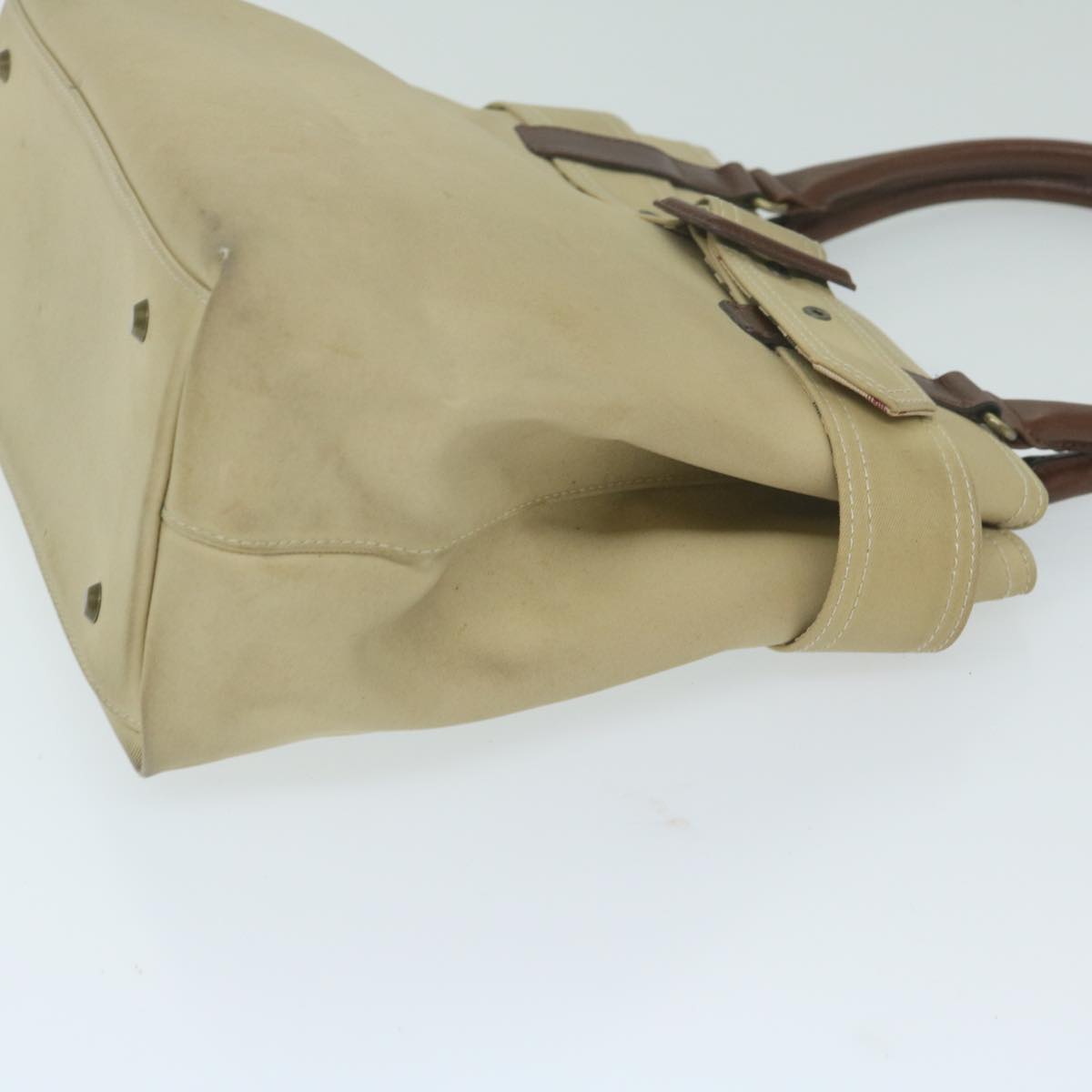 BURBERRY Hand Bag Canvas Beige Auth yk10080