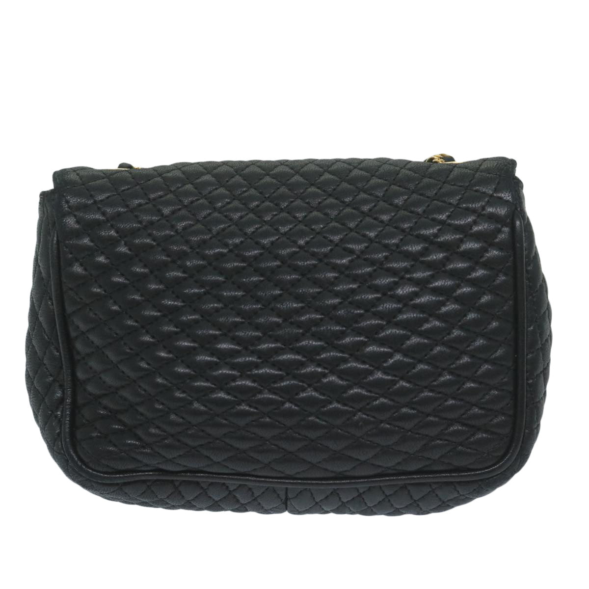 BALLY Quilted Chain Shoulder Bag Leather Black Auth yk10119 - 0