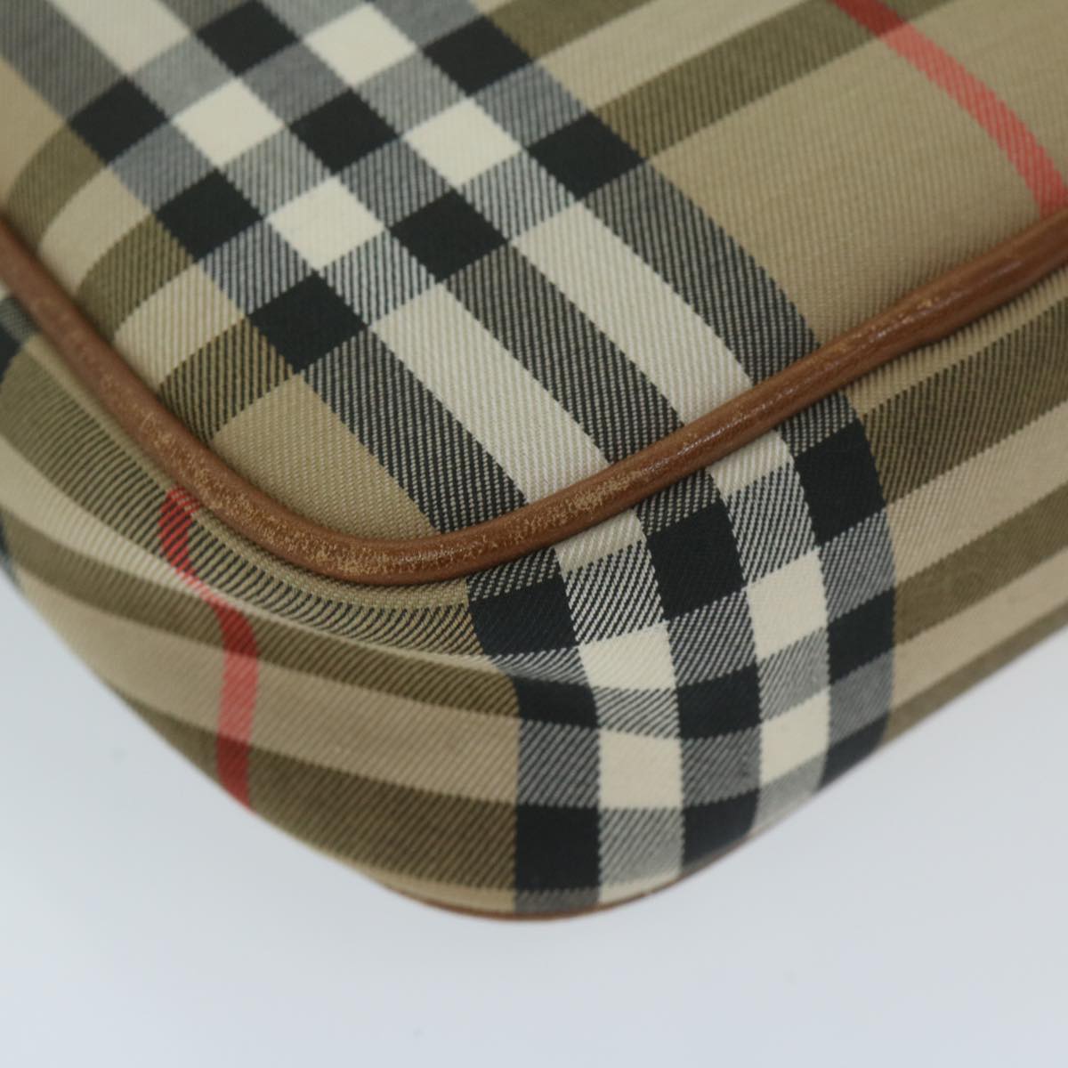 BURBERRY Nova Check Shoulder Bag Nylon Canvas Beige Auth yk10139