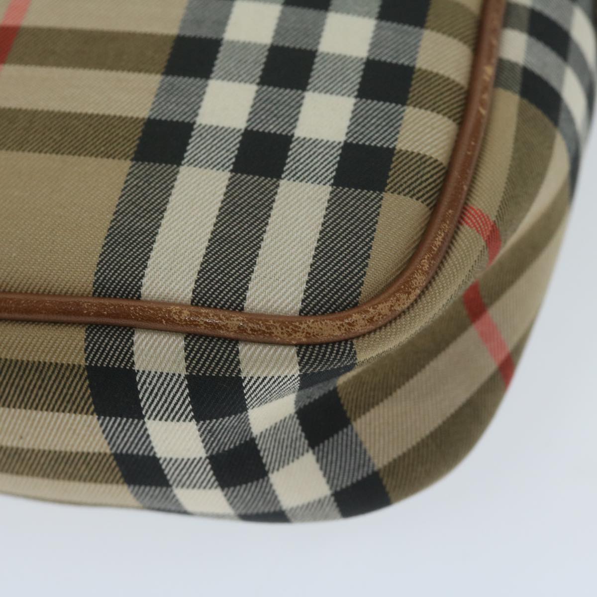 BURBERRY Nova Check Shoulder Bag Nylon Canvas Beige Auth yk10139