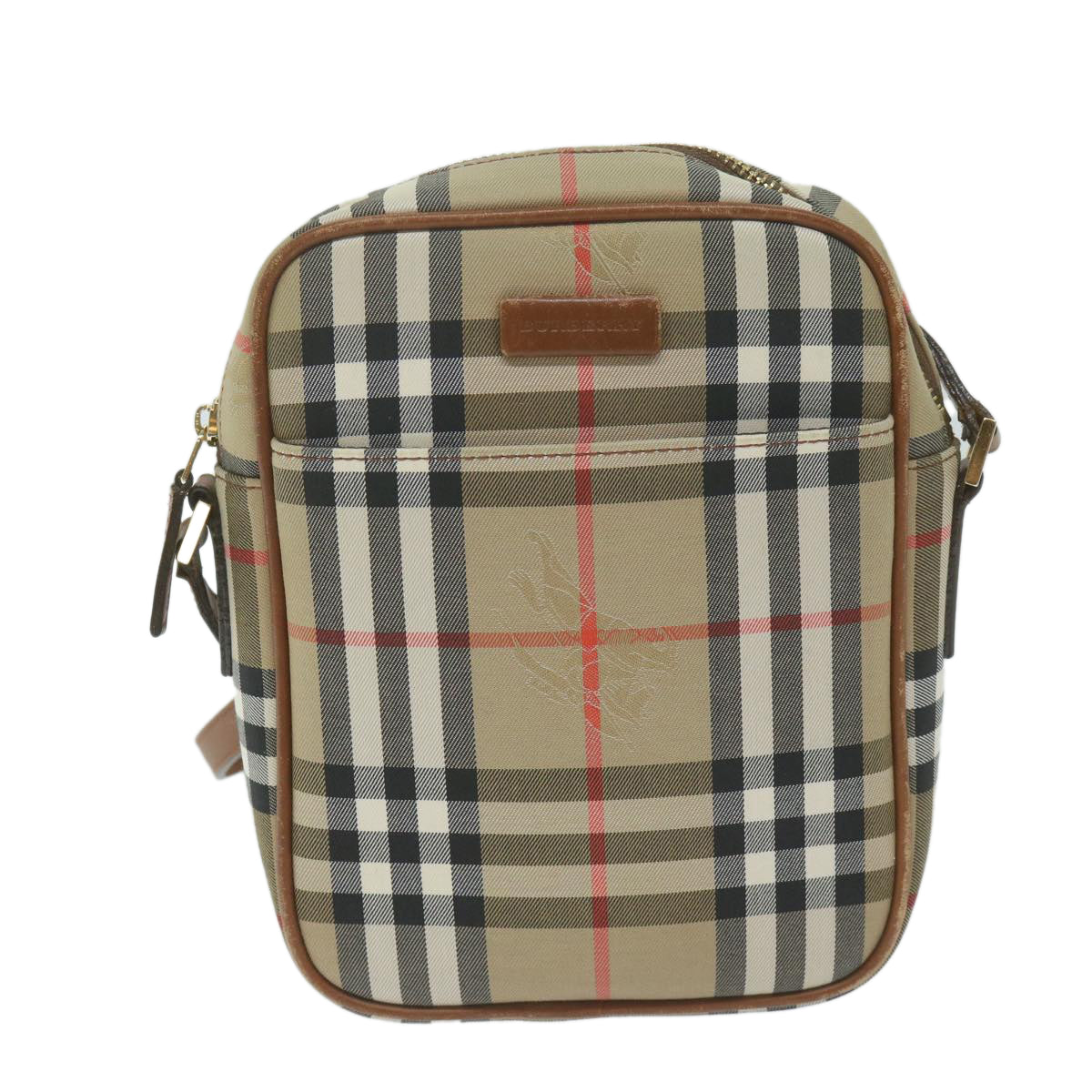 BURBERRY Nova Check Shoulder Bag Nylon Canvas Beige Auth yk10139