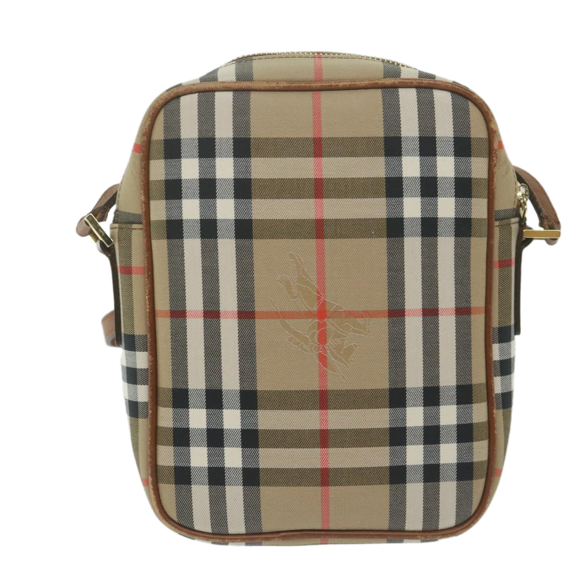 BURBERRY Nova Check Shoulder Bag Nylon Canvas Beige Auth yk10139