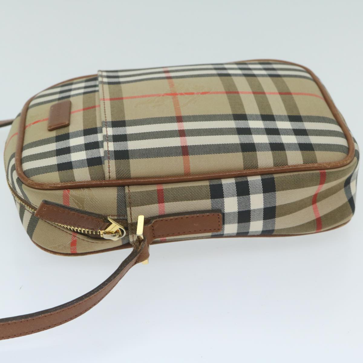 BURBERRY Nova Check Shoulder Bag Nylon Canvas Beige Auth yk10139