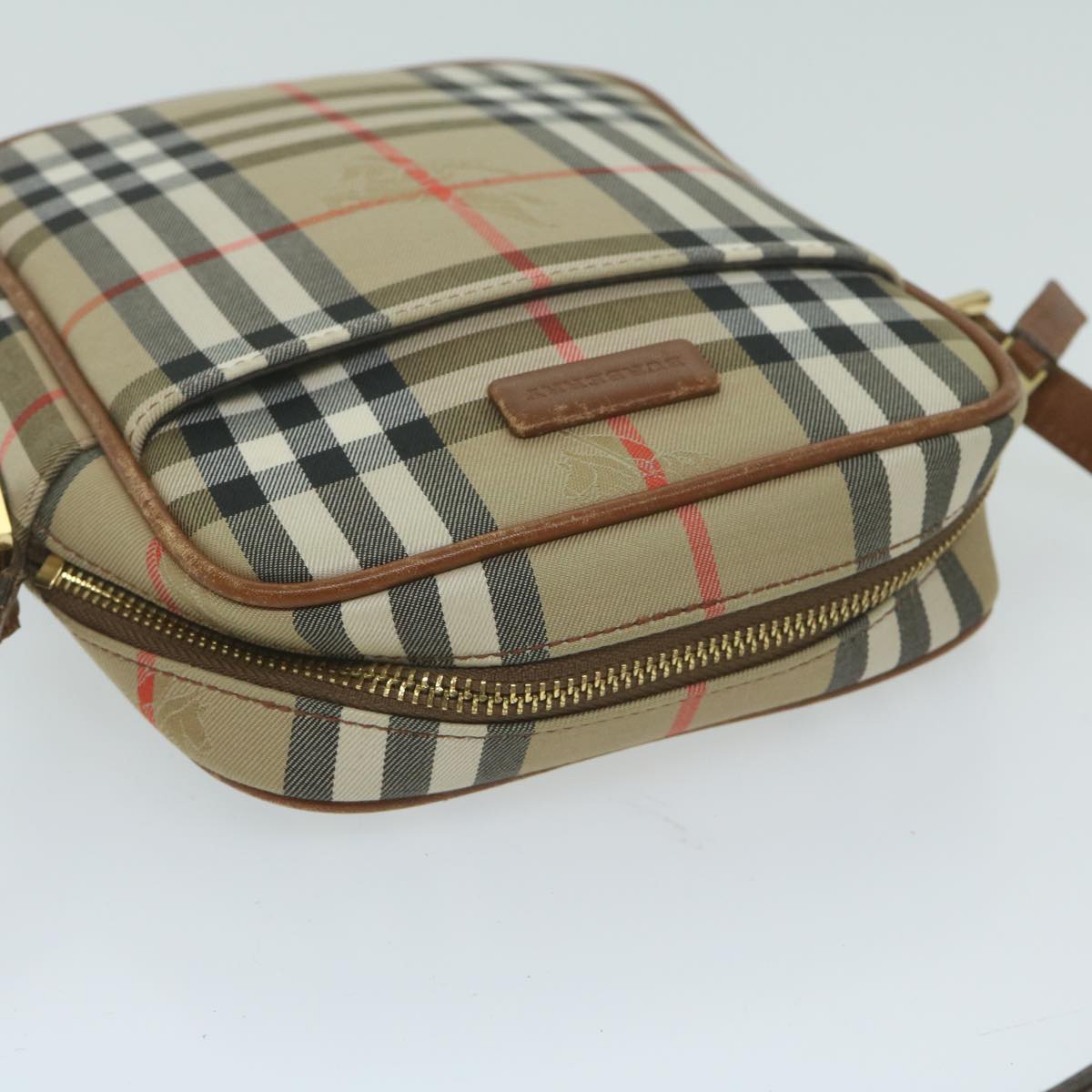 BURBERRY Nova Check Shoulder Bag Nylon Canvas Beige Auth yk10139