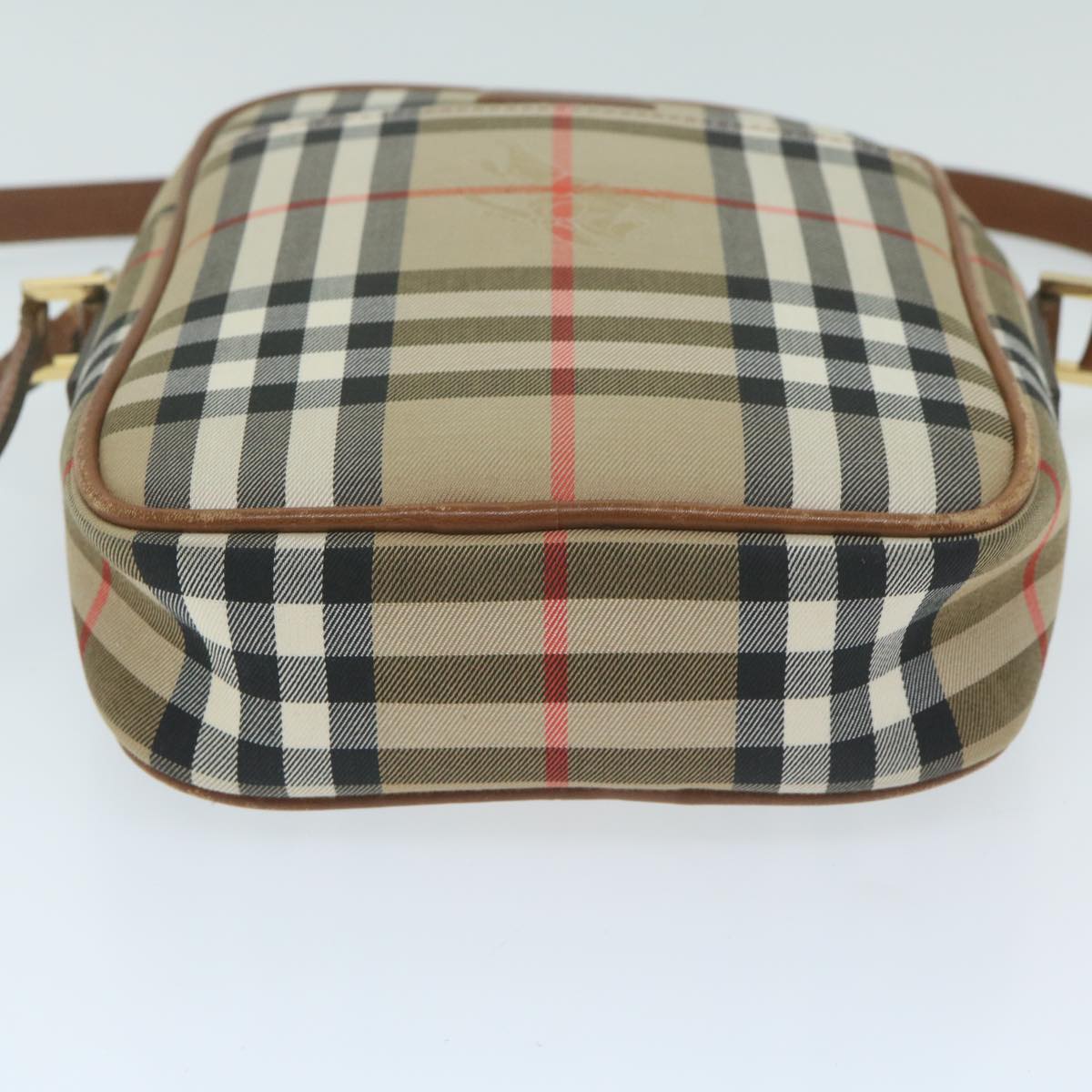 BURBERRY Nova Check Shoulder Bag Nylon Canvas Beige Auth yk10139