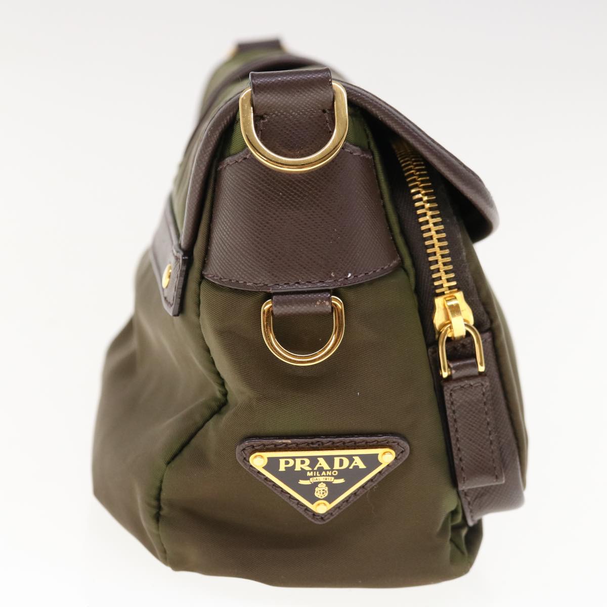 PRADA Shoulder Bag Nylon Khaki Auth yk10144
