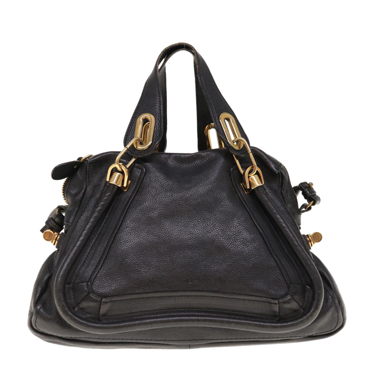 Chloe Paraty Shoulder Bag Leather 2way Black 03 11 50 Auth yk10156