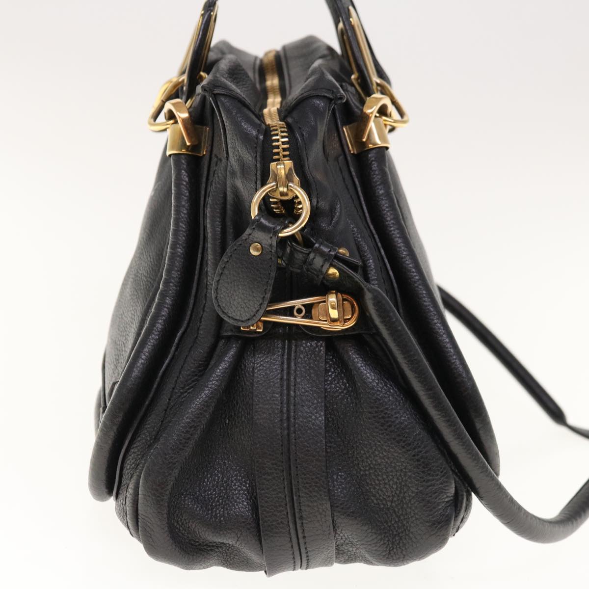 Chloe Paraty Shoulder Bag Leather 2way Black 03 11 50 Auth yk10156