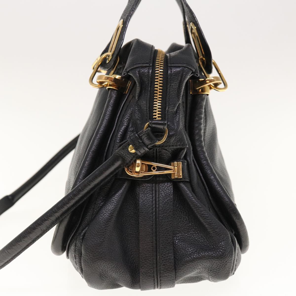 Chloe Paraty Shoulder Bag Leather 2way Black 03 11 50 Auth yk10156