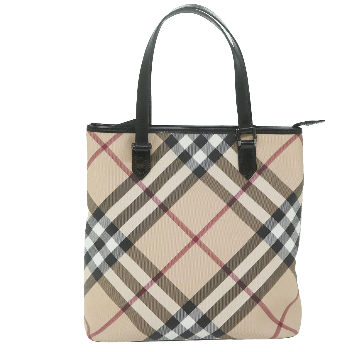 BURBERRY Nova Check Tote Bag Coated Canvas Beige Auth yk10177 - 0