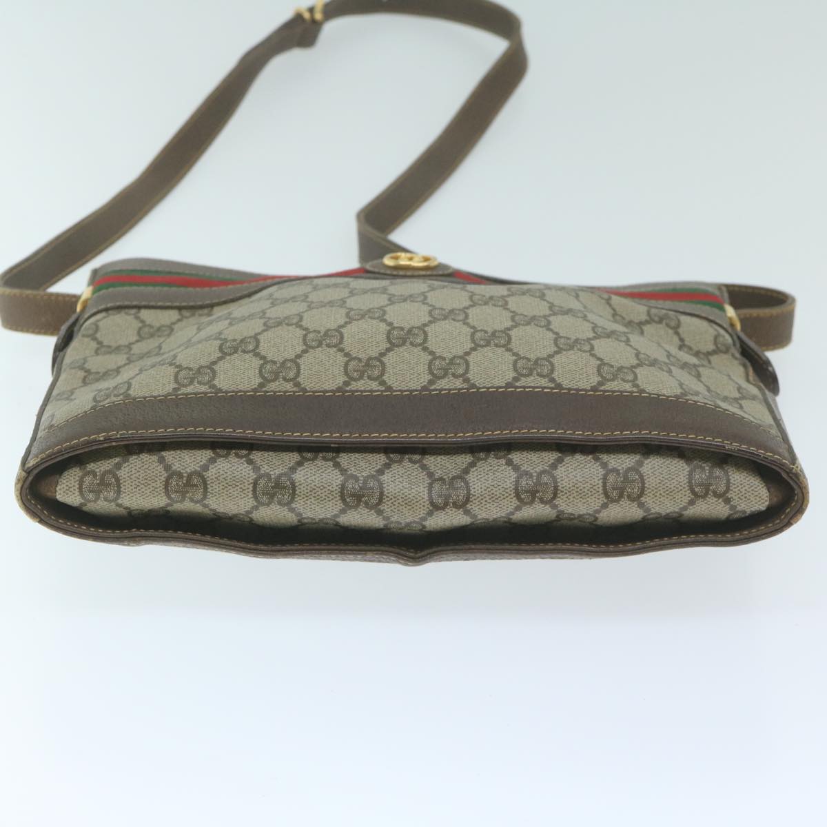 GUCCI GG Supreme Web Sherry Line Shoulder Bag Beige 001 110 0938 Auth yk10198