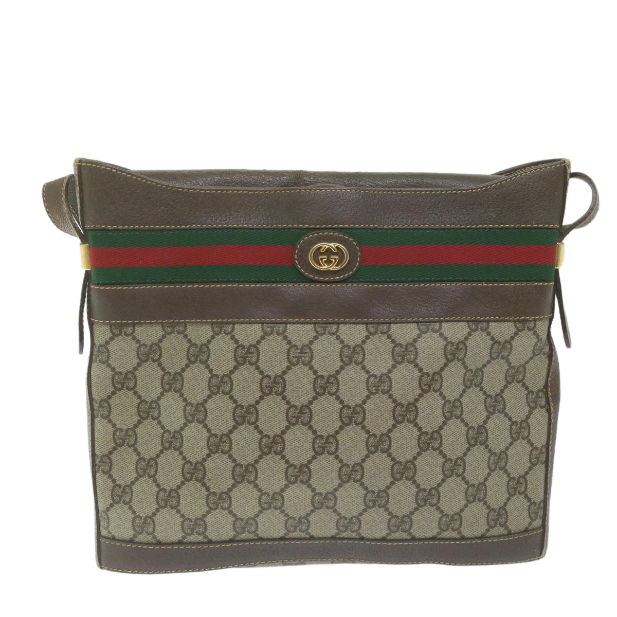 GUCCI GG Supreme Web Sherry Line Shoulder Bag Beige 001 110 0938 Auth yk10198