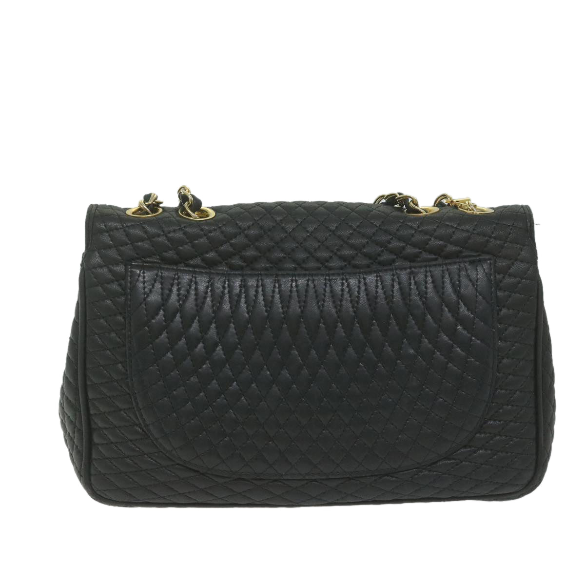 BALLY Quilted Chain Shoulder Bag Leather Black Auth yk10230 - 0