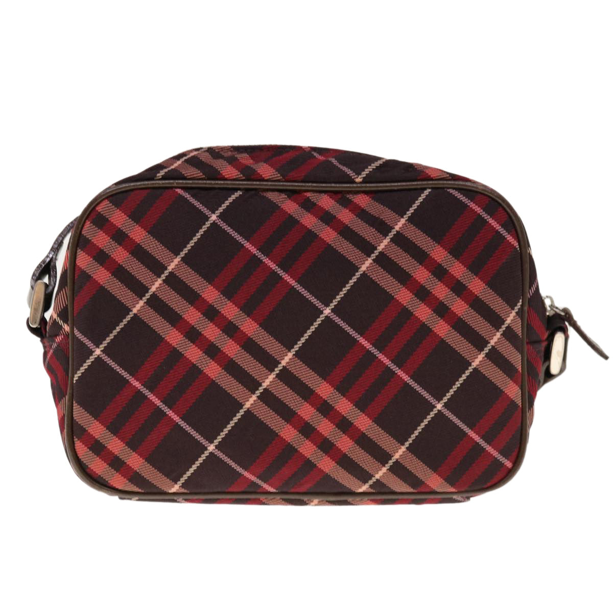 BURBERRY Nova Check Blue Label Shoulder Bag Nylon Red Brown Auth yk10261