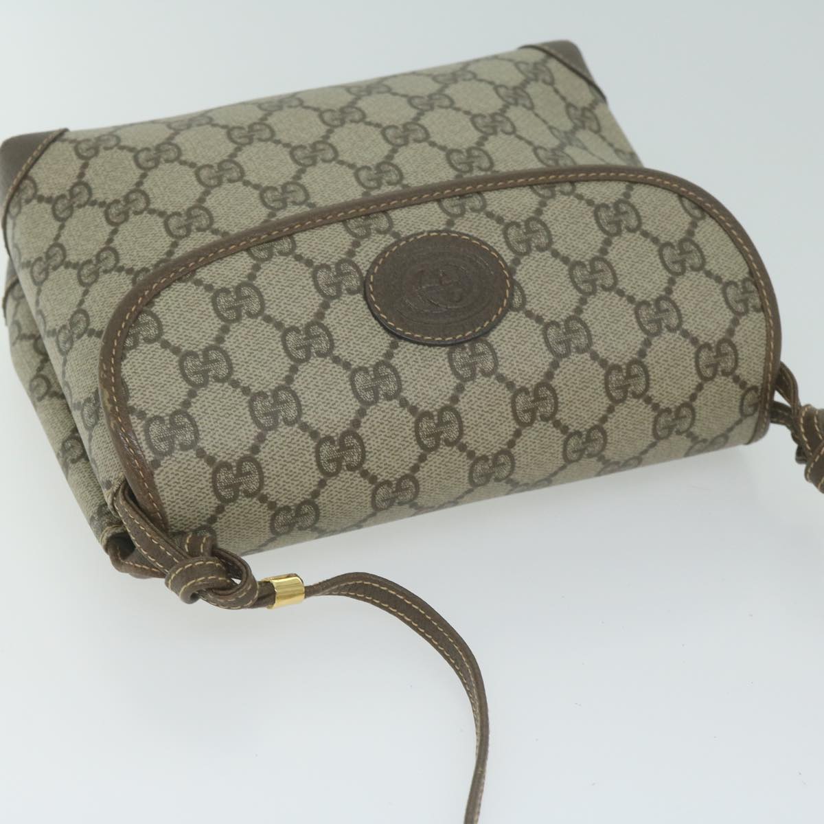 GUCCI GG Canvas Shoulder Bag PVC Beige Brown Auth yk10279