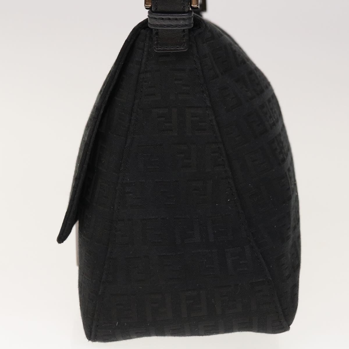 FENDI Zucchino Canvas Mamma Baguette Shoulder Bag Black Auth yk10291