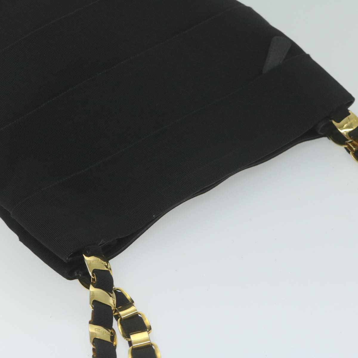 Salvatore Ferragamo Chain Shoulder Bag Nylon Black Auth yk10302