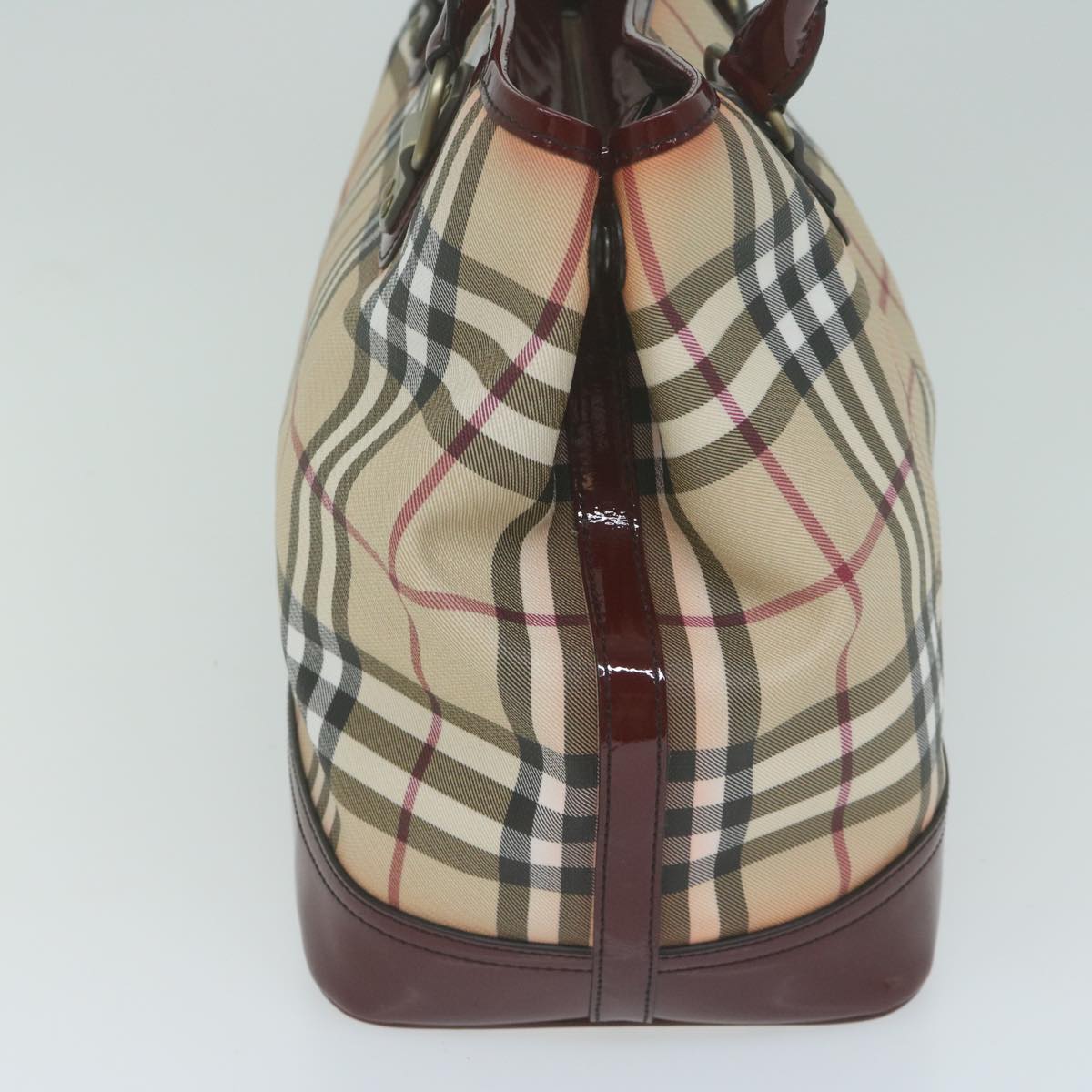 BURBERRY Nova Check Tote Bag Coated Canvas Beige Auth yk10308