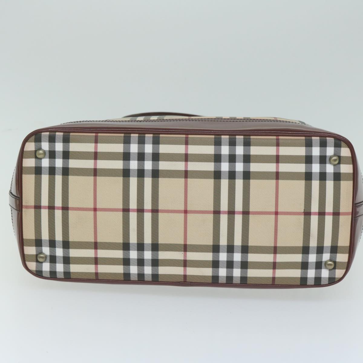 BURBERRY Nova Check Tote Bag Coated Canvas Beige Auth yk10308