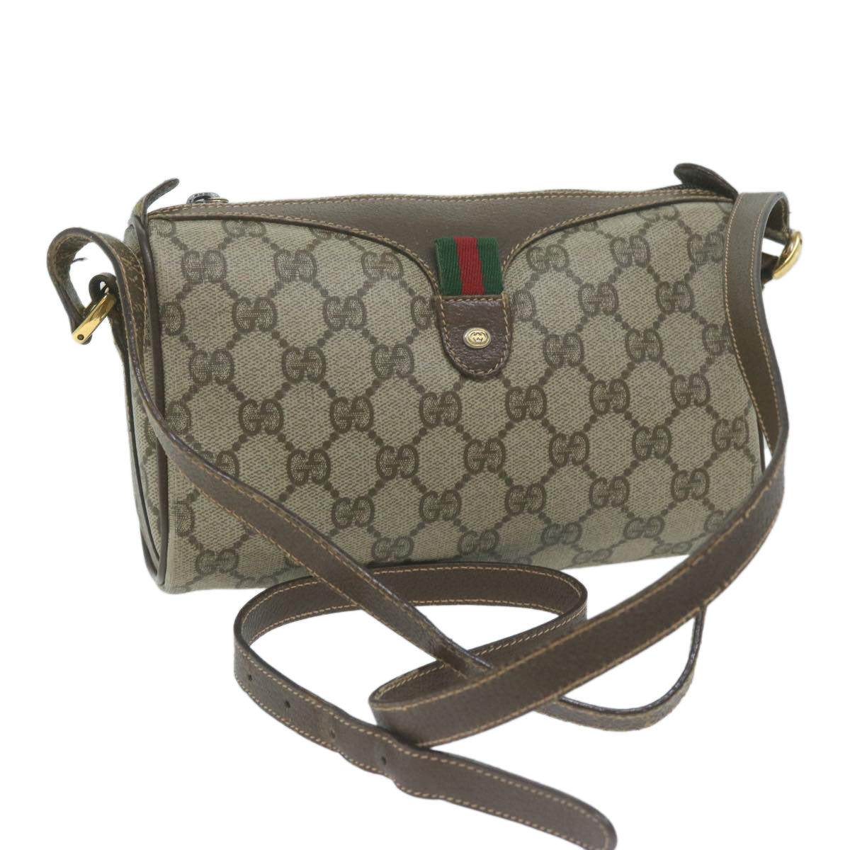 GUCCI GG Supreme Web Sherry Line Shoulder Bag PVC Beige 89 02 018 Auth yk10321