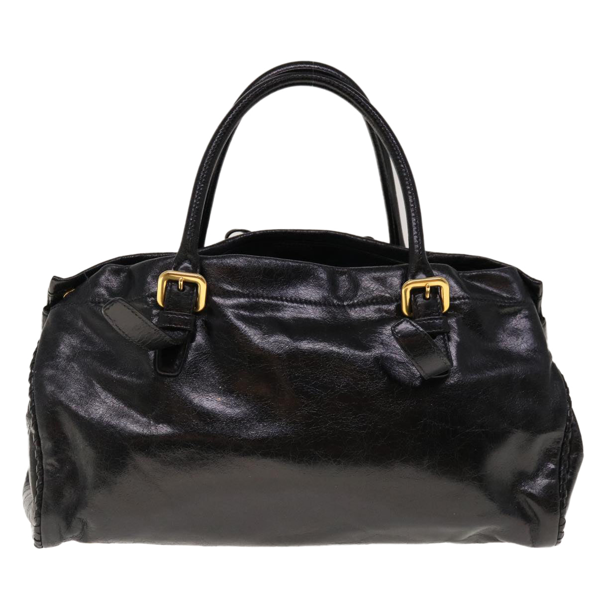 PRADA Hand Bag Leather 2way Black Auth yk10343 - 0