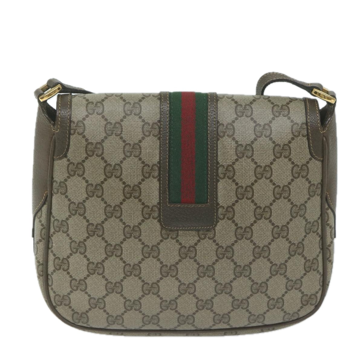 GUCCI GG Supreme Web Sherry Line Shoulder Bag Beige 001 115 0914 Auth yk10382