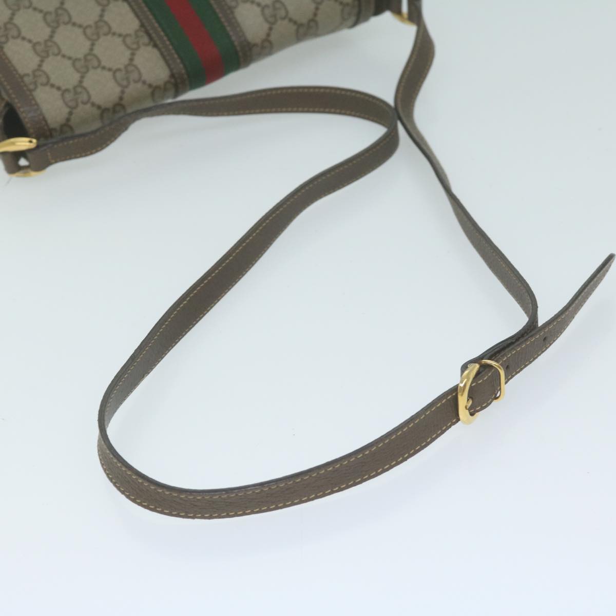 GUCCI GG Supreme Web Sherry Line Shoulder Bag Beige 001 115 0914 Auth yk10382