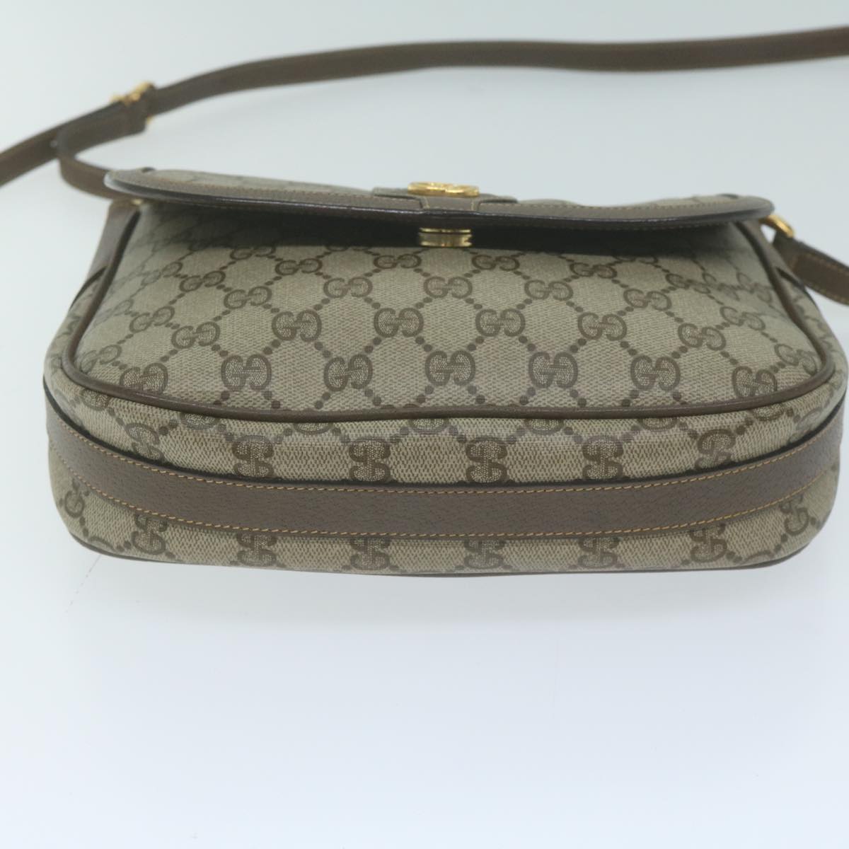 GUCCI GG Supreme Web Sherry Line Shoulder Bag Beige 001 115 0914 Auth yk10382