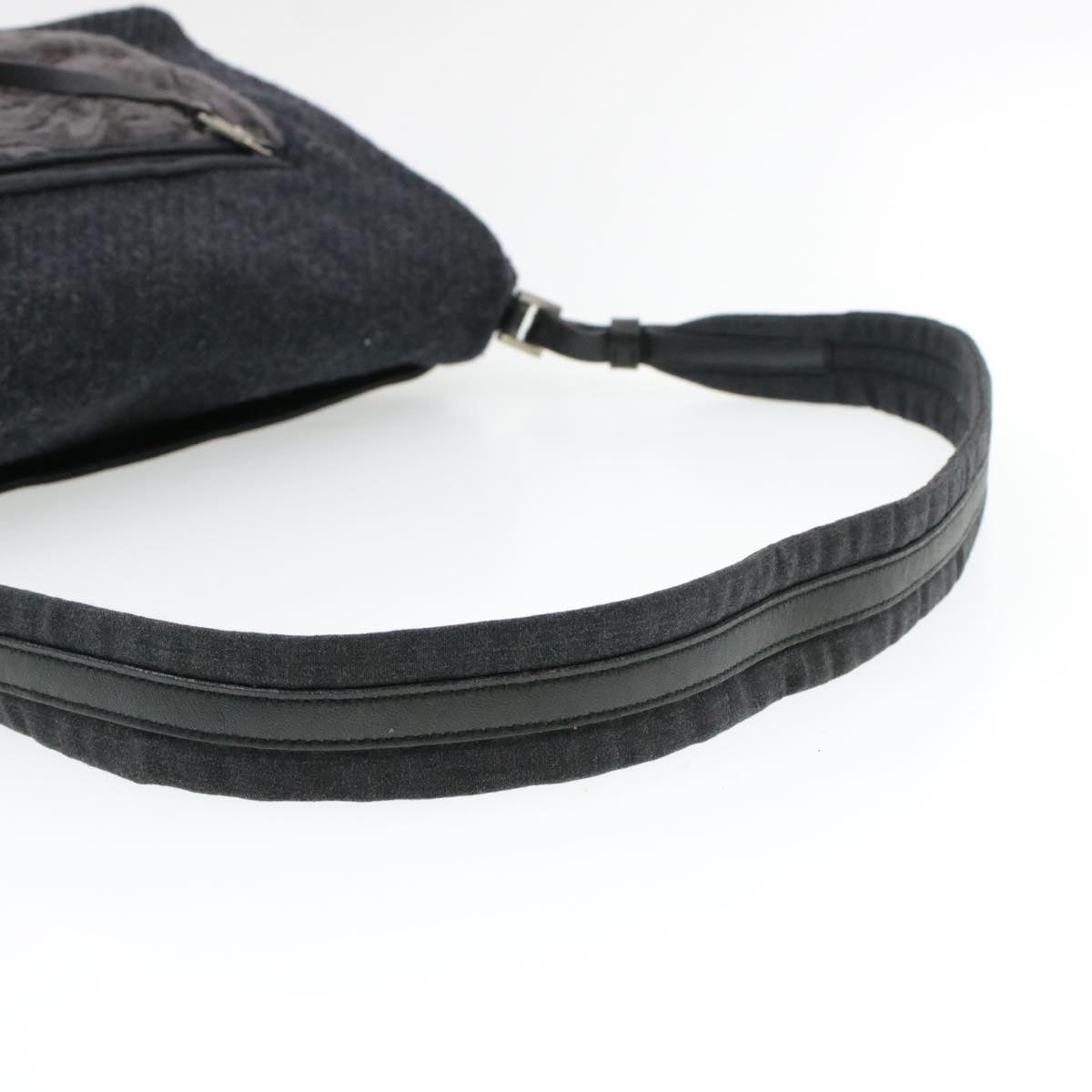 PRADA Suede Shoulder Bag Black Auth yk115