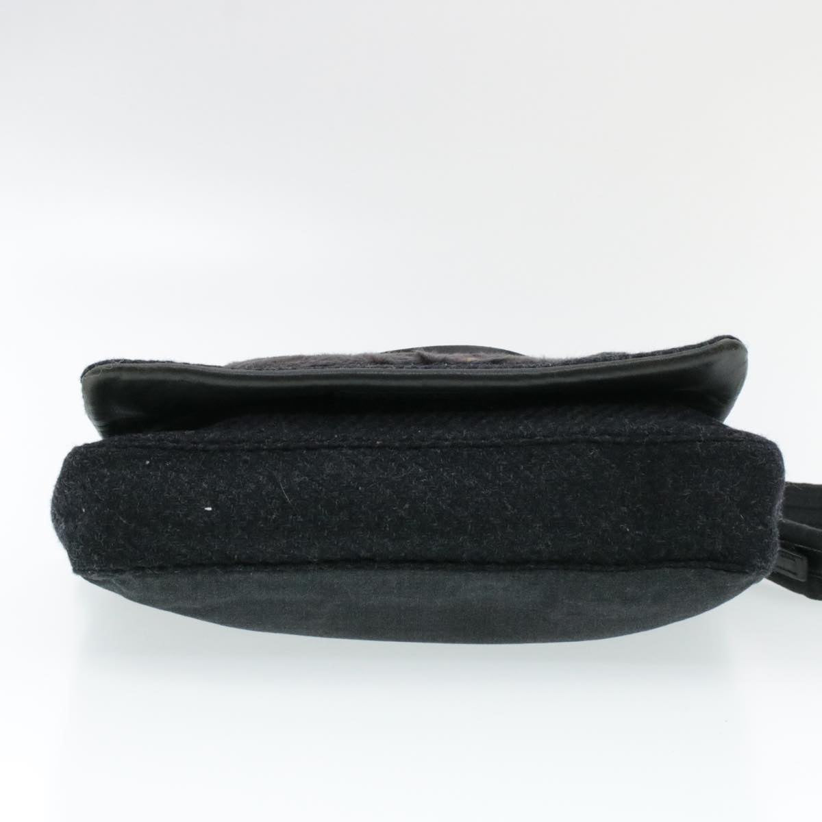 PRADA Suede Shoulder Bag Black Auth yk115