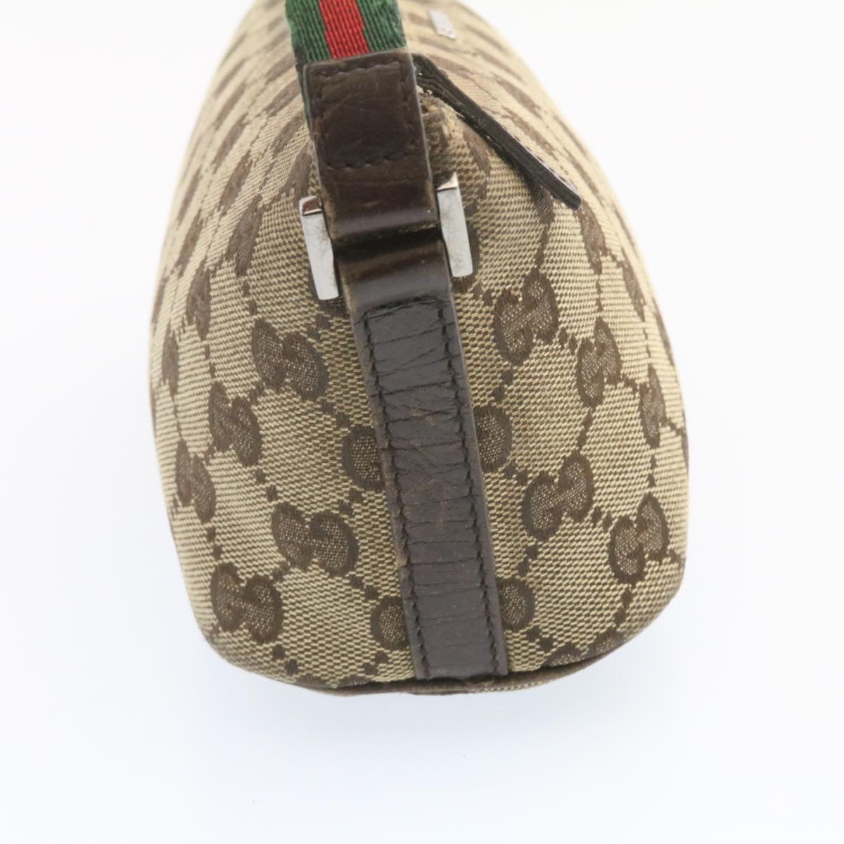 GUCCI Web Sherry Line GG Canvas hand Pouch Beige Red Green Auth yk1727