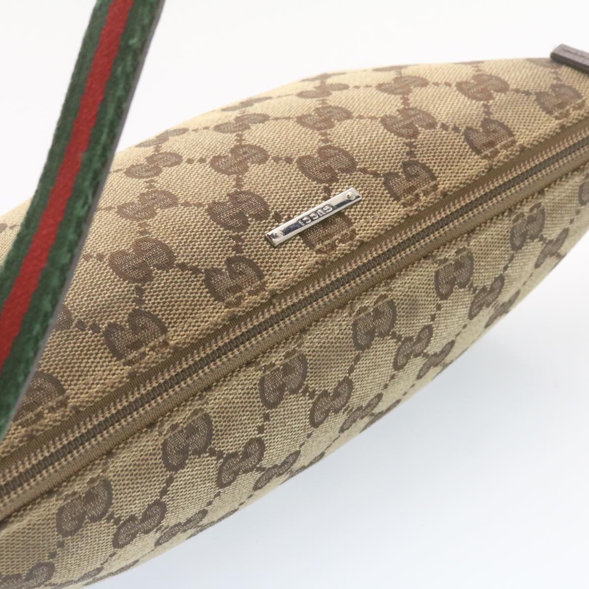 GUCCI Web Sherry Line GG Canvas hand Pouch Beige Red Green Auth yk1727