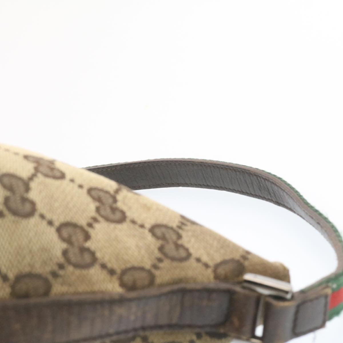 GUCCI Web Sherry Line GG Canvas hand Pouch Beige Red Green Auth yk1727