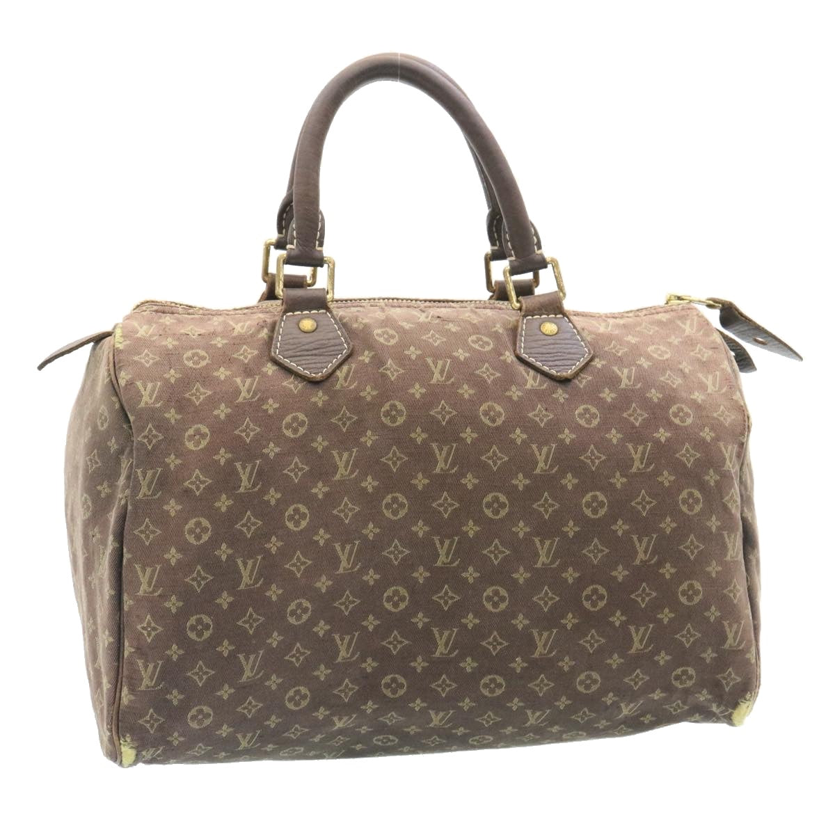 LOUIS VUITTON Monogram Mini Lin Speedy 30 Hand Bag Ebene M95224 LV Auth yk3378