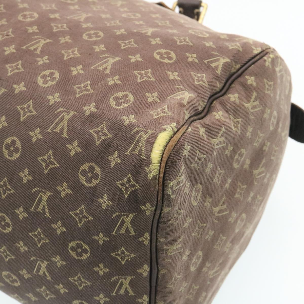 LOUIS VUITTON Monogram Mini Lin Speedy 30 Hand Bag Ebene M95224 LV Auth yk3378