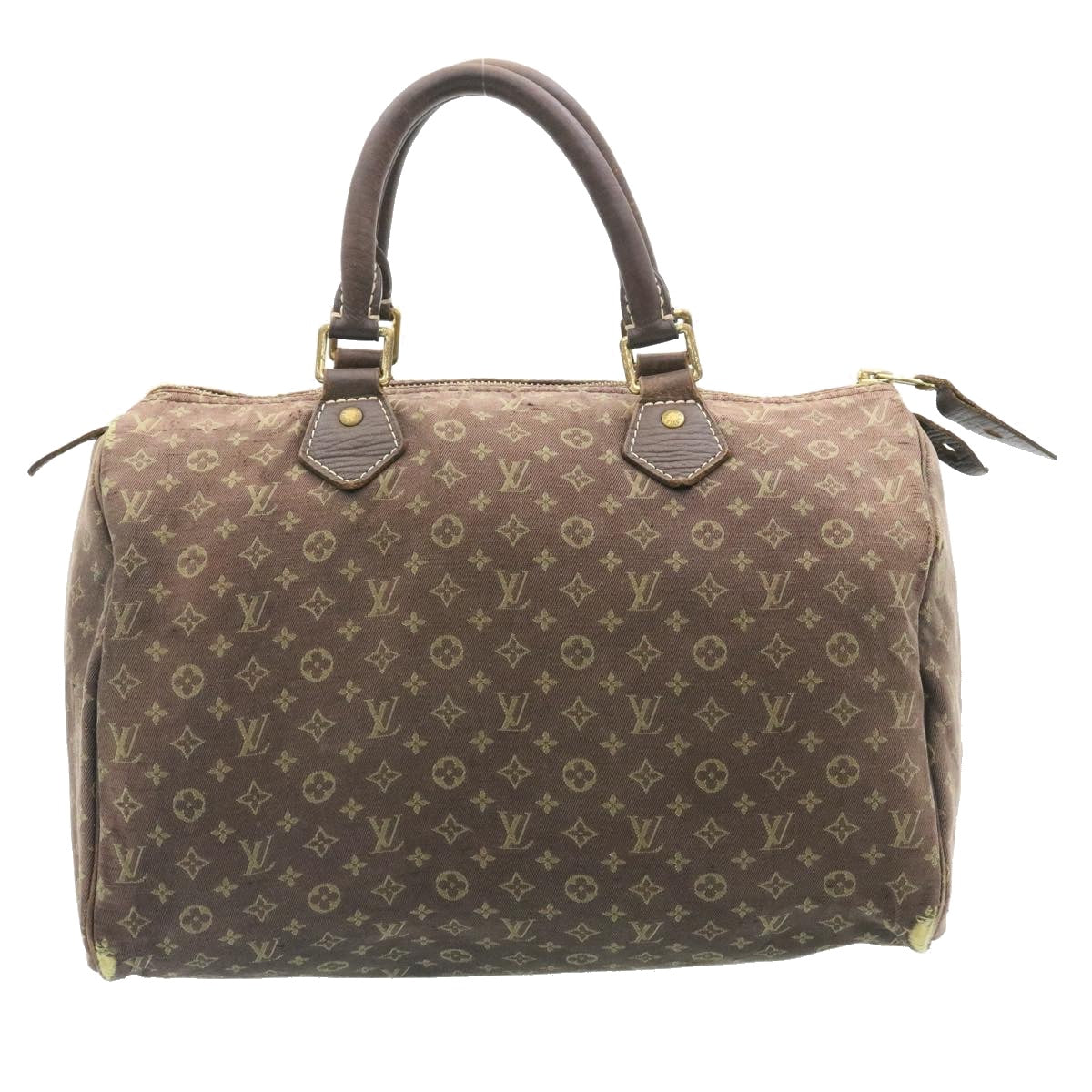 LOUIS VUITTON Monogram Mini Lin Speedy 30 Hand Bag Ebene M95224 LV Auth yk3378