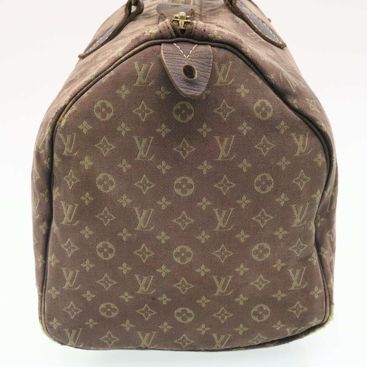 LOUIS VUITTON Monogram Mini Lin Speedy 30 Hand Bag Ebene M95224 LV Auth yk3378