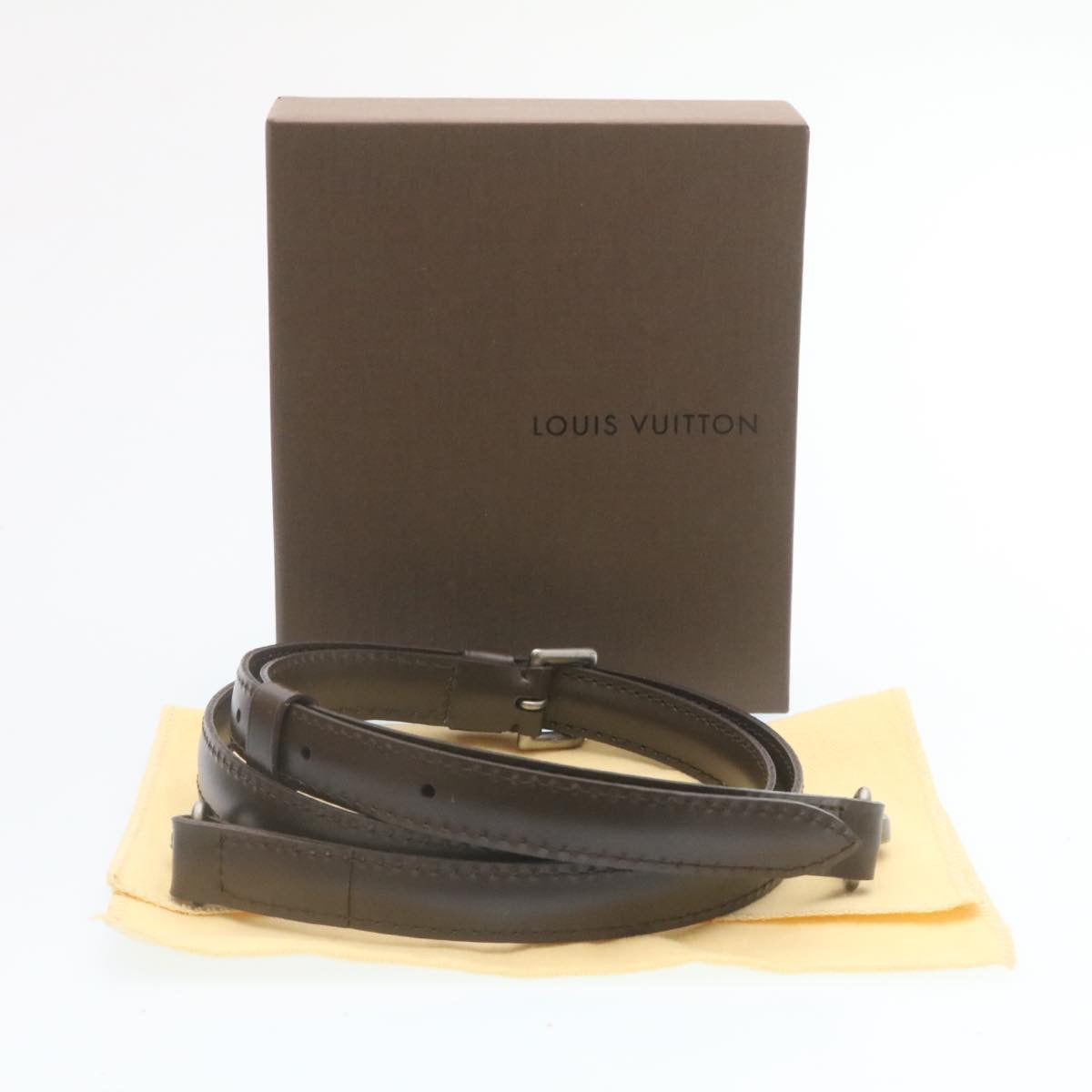 LOUIS VUITTON Shoulder Strap Leather 37""-44.1"" Mocha LV Auth yk3699