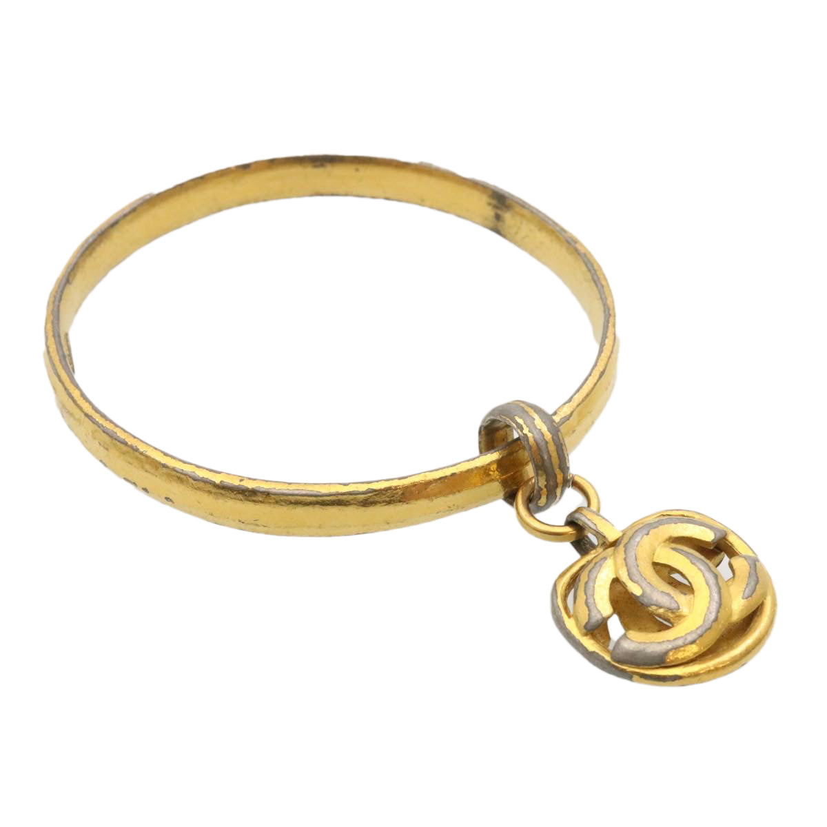 CHANEL Bangle Bracelet Gold CC Auth yk3975