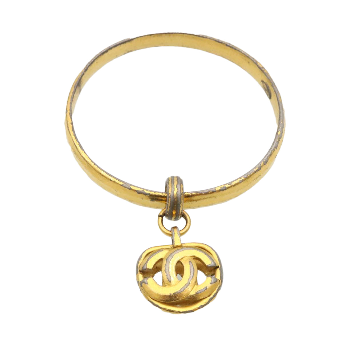 CHANEL Bangle Bracelet Gold CC Auth yk3975