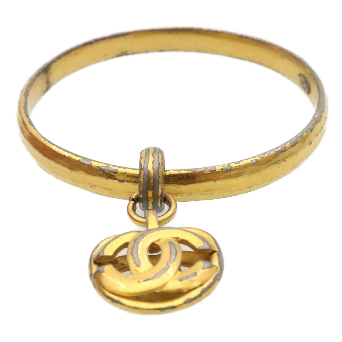 CHANEL Bangle Bracelet Gold CC Auth yk3975