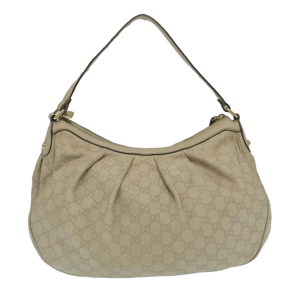 GUCCI Guccissima Shoulder Bag Leather White Auth yk4024