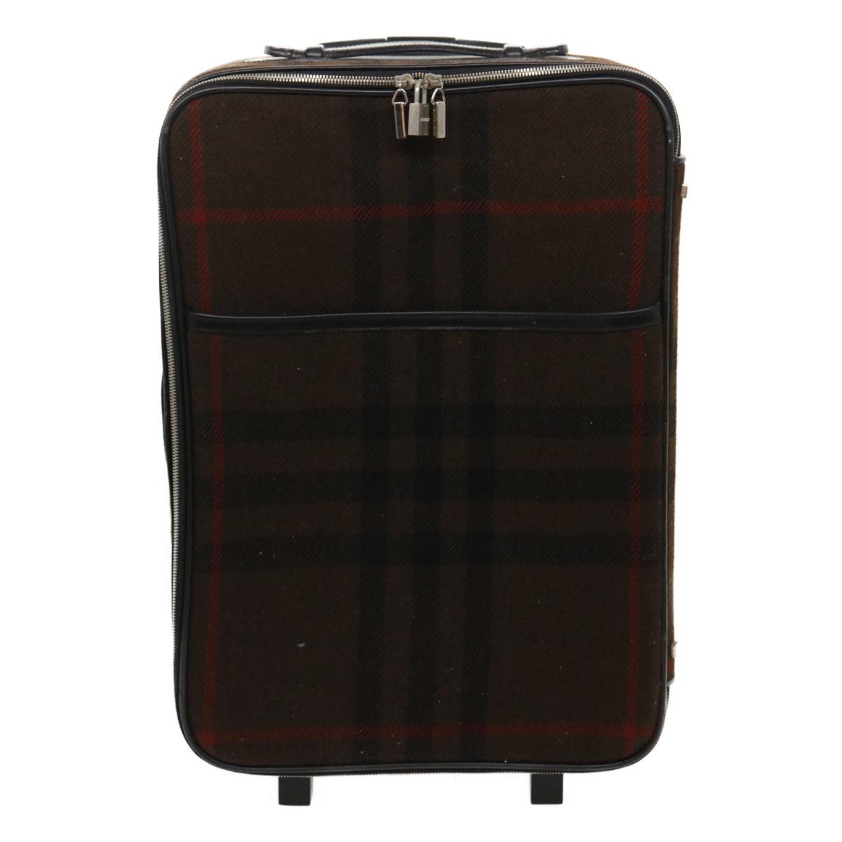 Burberrys Nova Check Roller Bag Suitcase Wool Brown Auth yk4035