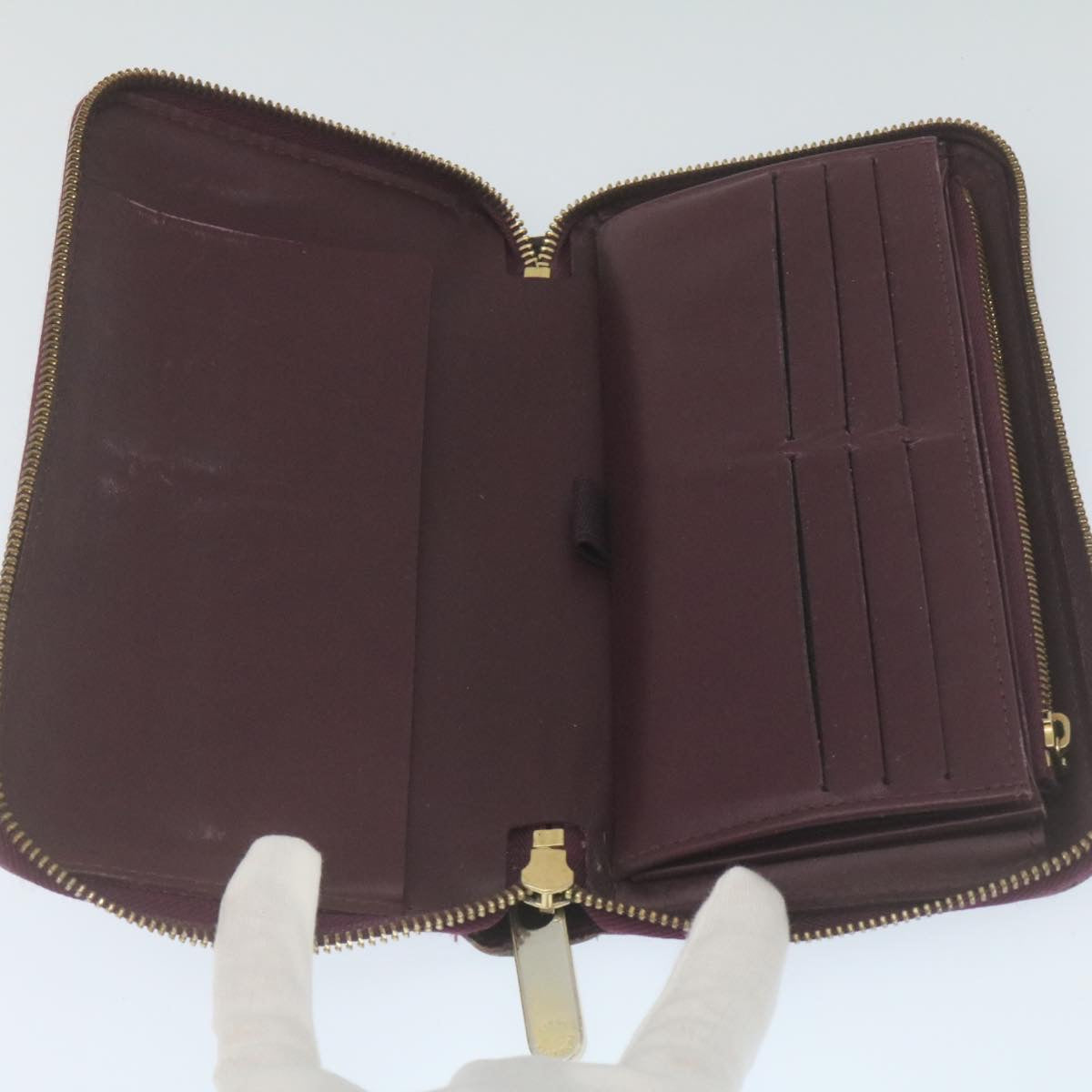LOUIS VUITTON Monogram Vernis Zippy Wallet Long Wallet Purple M93609 Auth yk4064