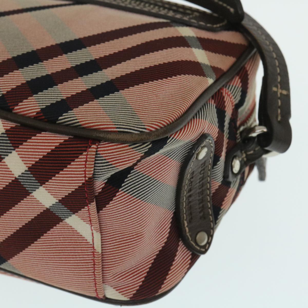 BURBERRY Nova Check Shoulder Bag Canvas Leather Red Brown Auth yk4089