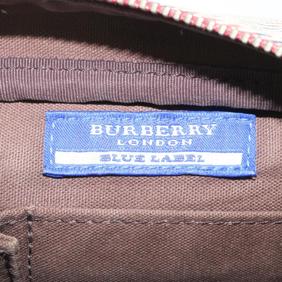 BURBERRY Nova Check Shoulder Bag Canvas Leather Red Brown Auth yk4089