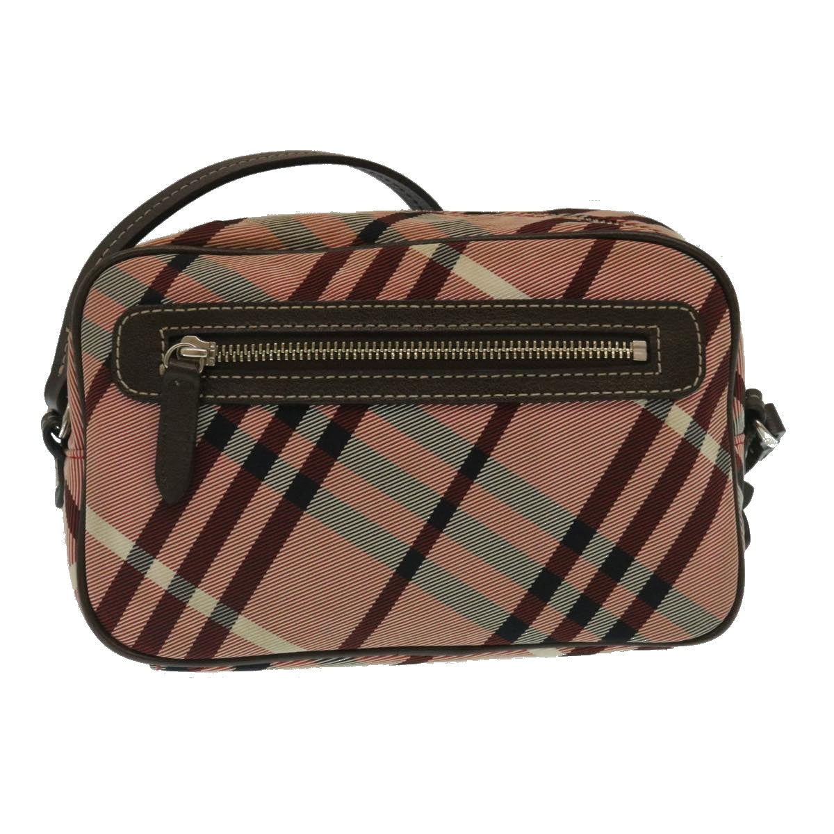 BURBERRY Nova Check Shoulder Bag Canvas Leather Red Brown Auth yk4089