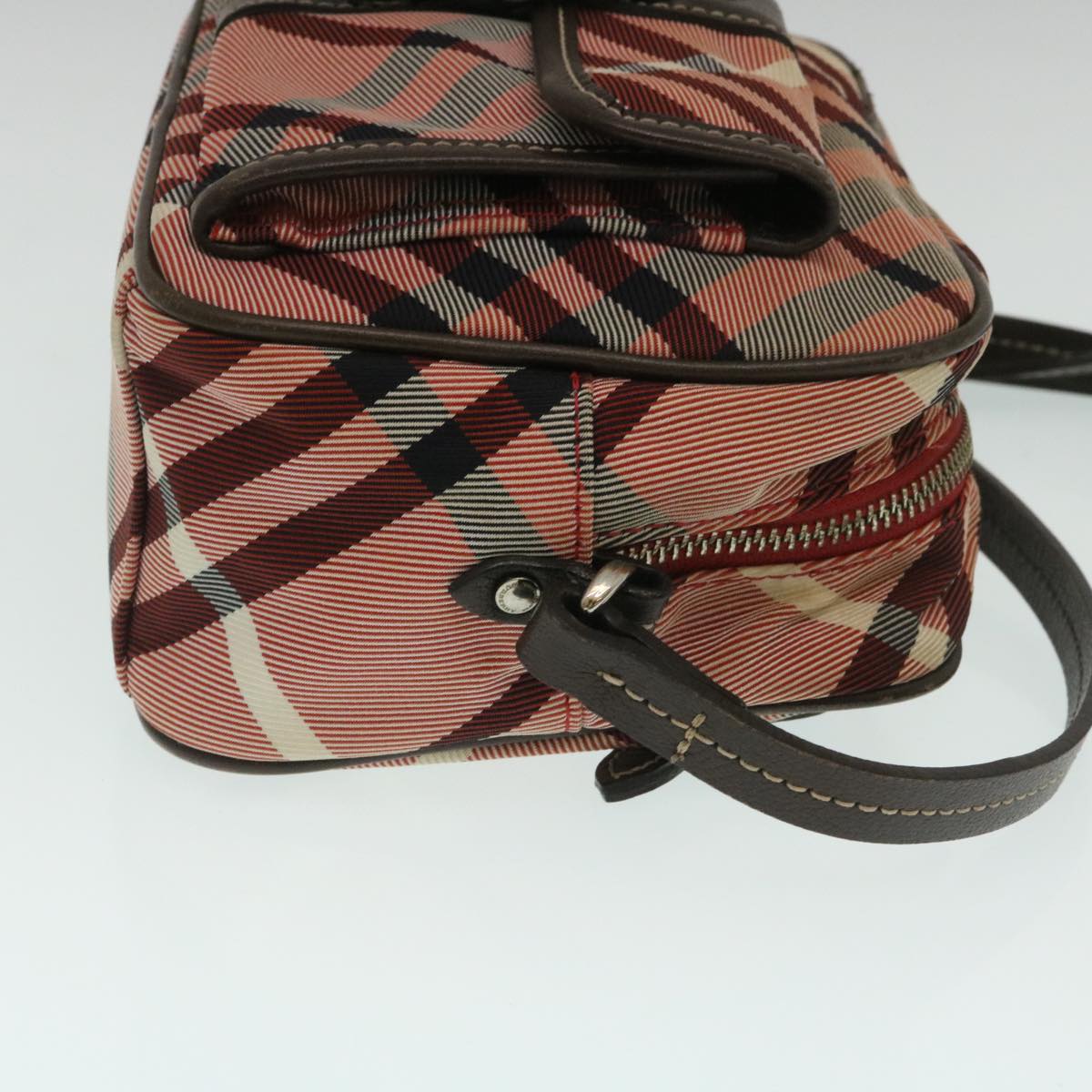 BURBERRY Nova Check Shoulder Bag Canvas Leather Red Brown Auth yk4089