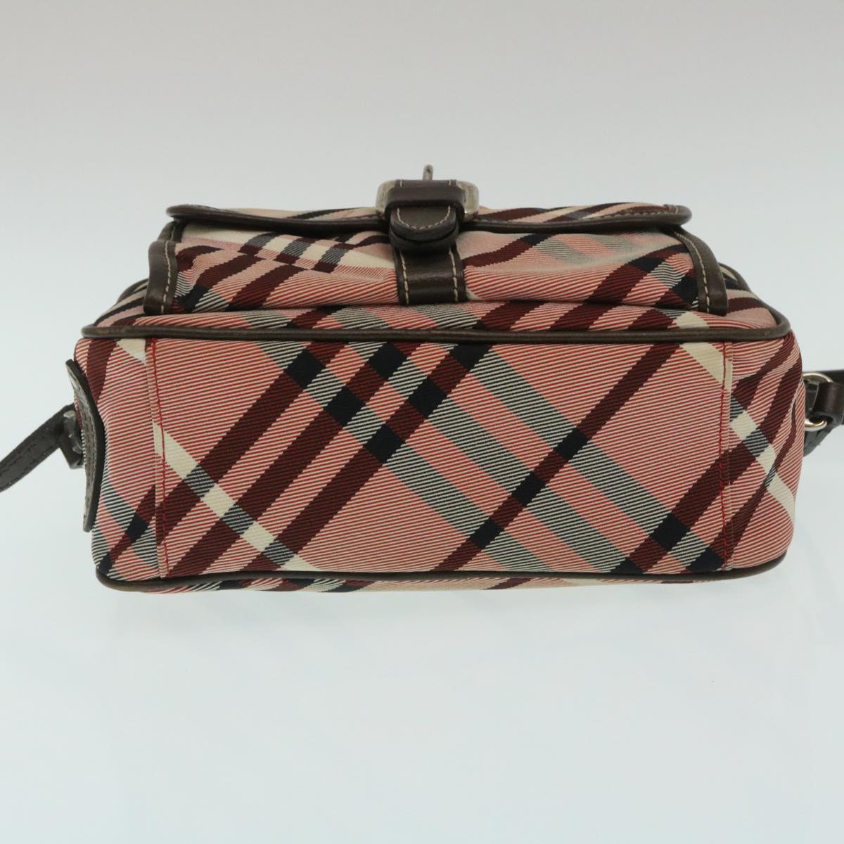 BURBERRY Nova Check Shoulder Bag Canvas Leather Red Brown Auth yk4089